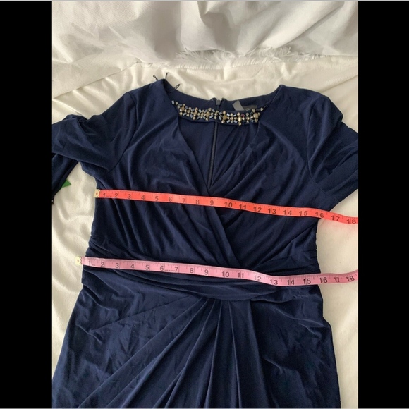 EUC Adrianna Papell Beaded Jersey Gown in Midnight‎ SZ 12 - Picture 8 of 8